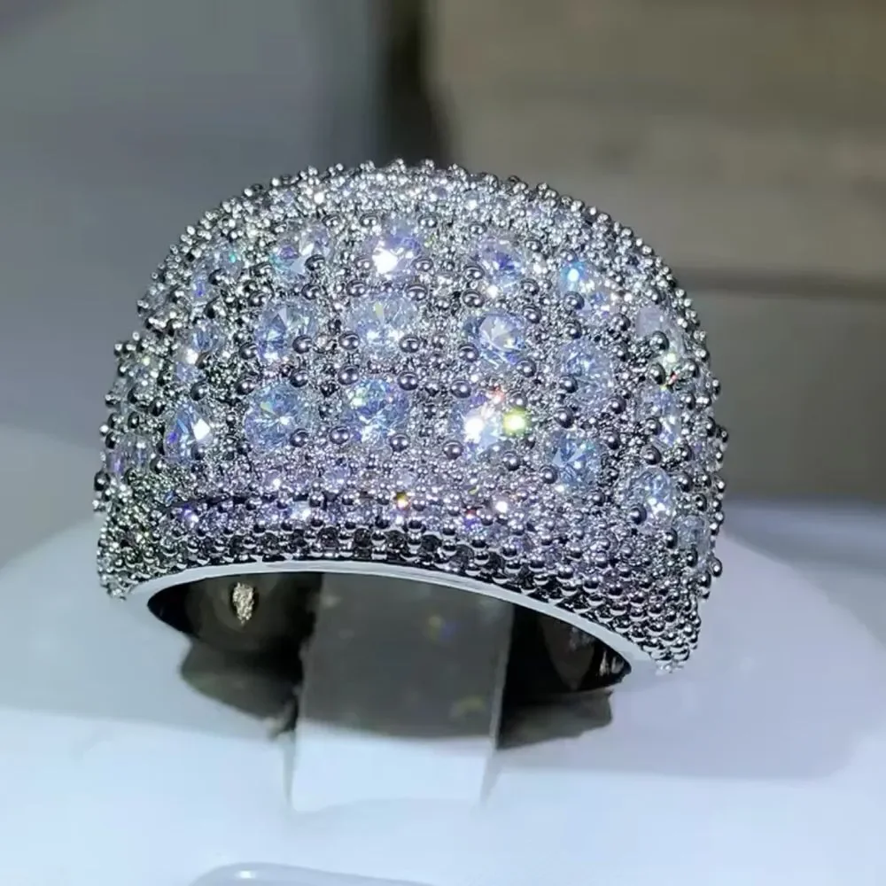 Sterling Silver 925 Pave Zirconium Statement Ring